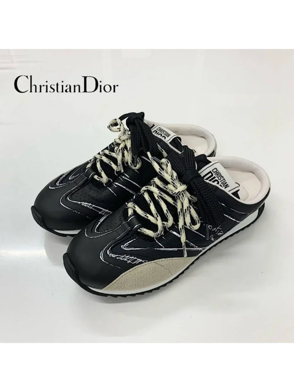 Dior D-sketch Nylon Suede Sneakers